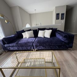 Blue Velvet Crushed Sofa