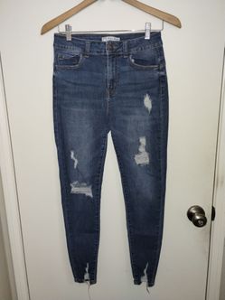 Wax Jeans Wanna Betta Butt Blue Denim Distressed Skinny Jeans Jrs Size 9/29 EUC
