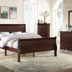 Louis Philip Cherry Sleigh Bedroom Set

