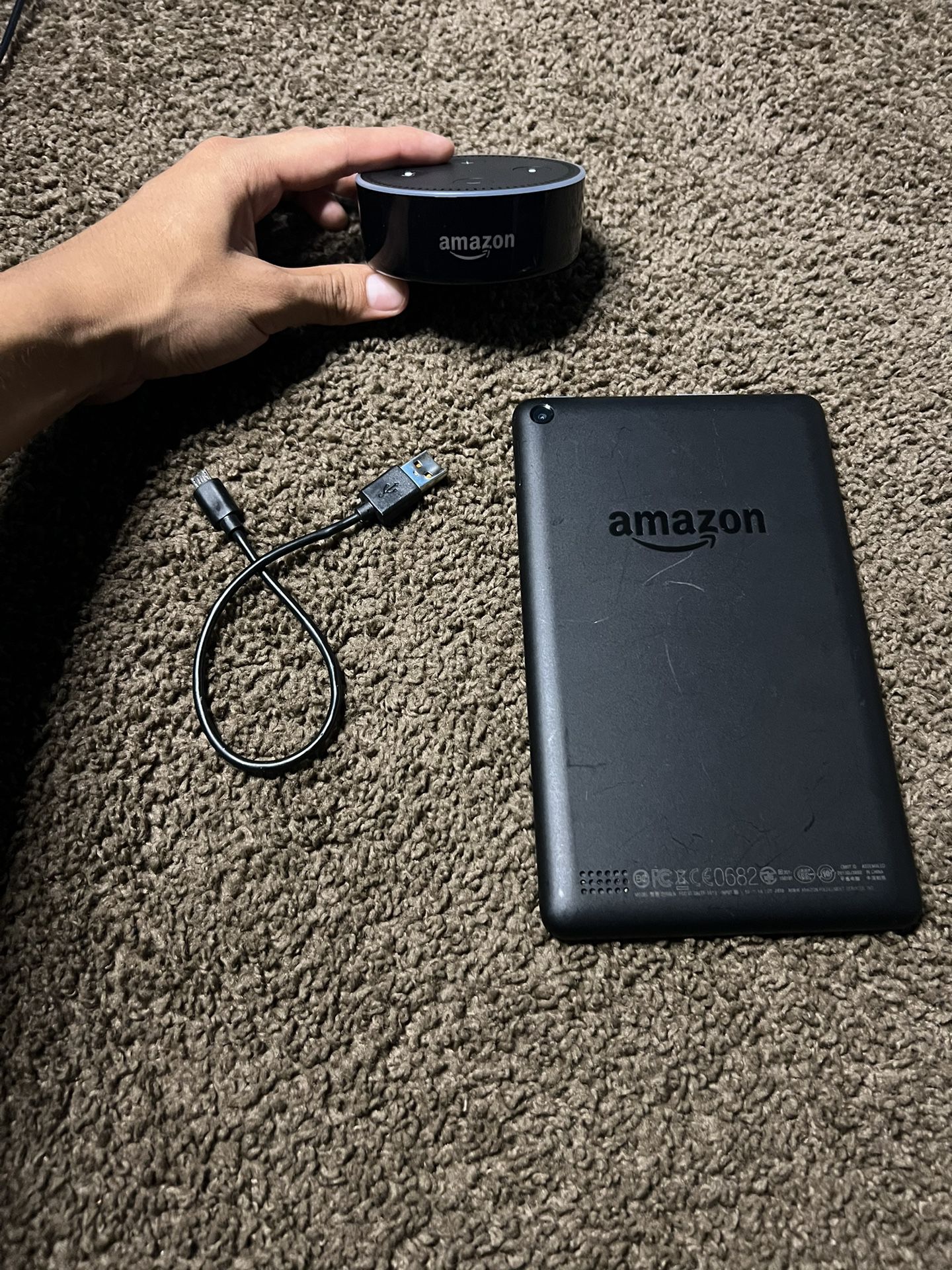 Amazon Tablet Fire 7 And Amazon Alexa With The Charger For Both TESTED 