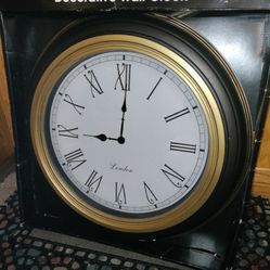 Wall Clock! London Brand! New! Black And Gold! 21"