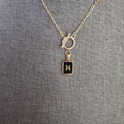Gold Zodiac "Pisces" Toggle Necklace