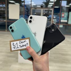 Apple iPhone 11 Unlocked -90 Day Warranty-$1 DOWN-NO Credit Needed