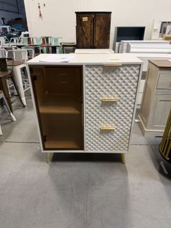 New Modern Sideboard Cabinet with Storage, Small Kitchen Buffet Cabinet with Glass Door & 3 Drawers