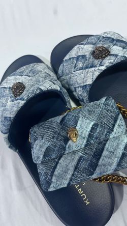 Kurt Geiger Denim Quilted Slide Sandals