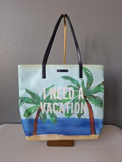 Kate Spade “I Need A Vacation” Palm Tree Beach Tote Bag