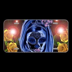 License Plate Novelty Car Front Day Of The Dead Colorful Make Up