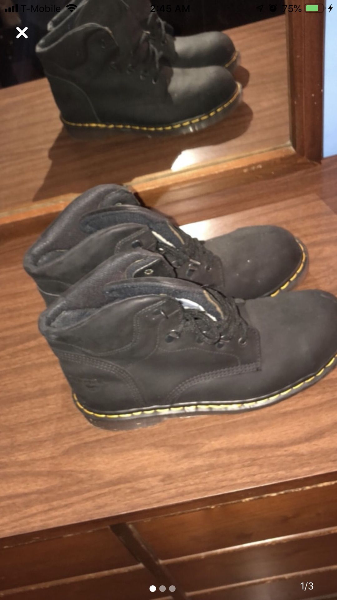 Size 10.5 Black Steel Toe Boots