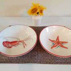 🦞 2 Seafood Pasta Bowls 🦐 Vintage and Perfect!! 