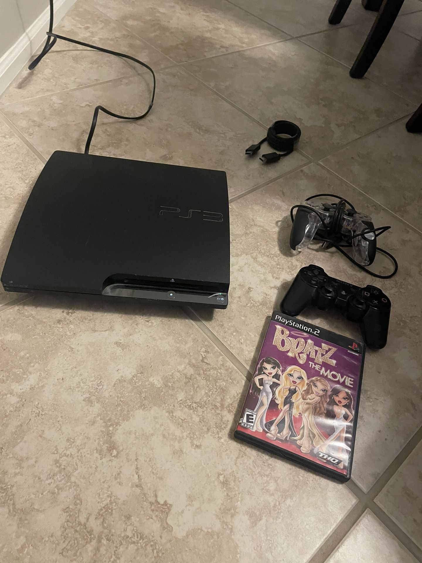 PS3, Cords, Controllers, And Game