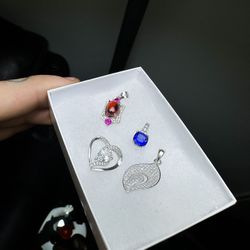 Beautiful 🤩!! Gemstone Set In Solid 925 Sterling Silver Pendants! 