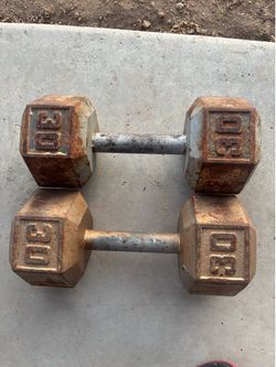 30lb cast iron hex dumbbells