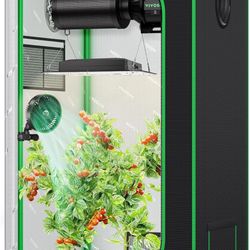 VIVOSUN S224 2x2 Grow Tent, 24"x24"x48" High Reflective Mylar with Observation Window and Floor Tray for Hydroponics Indoor Plant for VS1000 