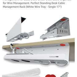 No Drill Under Desk Cable Management Tray, Desk Wire Management Cable Tray Sturdy Metal Wire Organizer Under Desk Basket for Office and Home Standing
