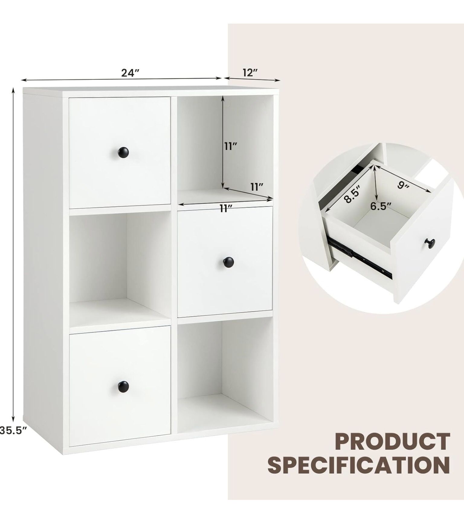 Giantex 6-Cube Bookcase with Drawers
