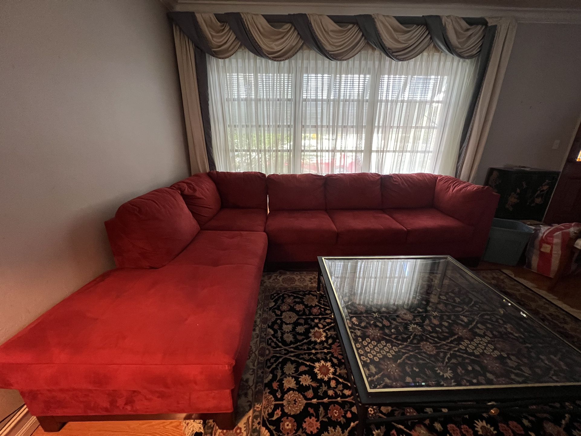 Large Red Two Piece Sectional