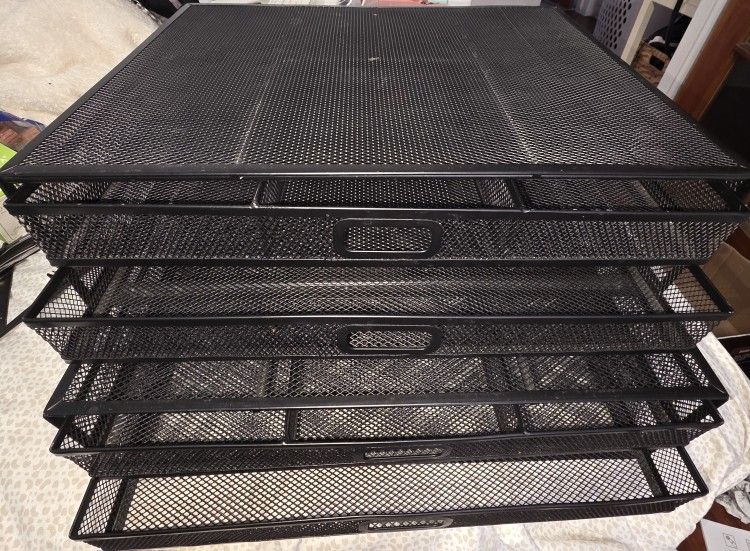 Computer Monitor Stand With Drawers, Metal Mesh Riser and Organizer for Laptops and Computer Screens or Laptop