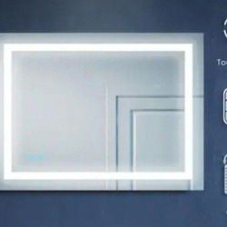 Toolkiss 30" X 36" Frameless Bathroom Mirror With Dimmable LED Light