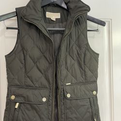 Michael Michael Kors Vest Womens Quilted Puffer Zip Gold