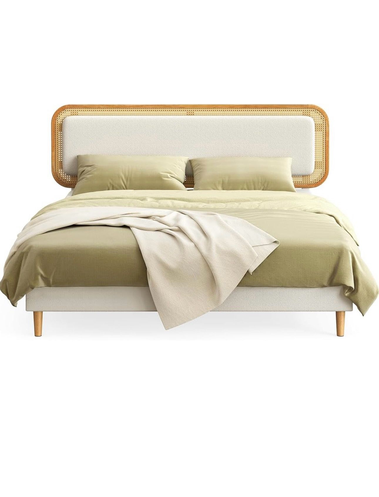 BOHOVEN Collection Queen Bed Frame, with RattanLike Adjustable