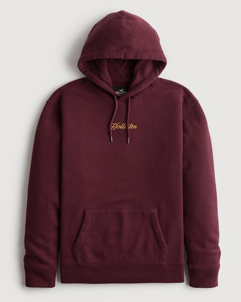 Hollister Co. Men’s Embroidered Logo Hoodie Burgundy