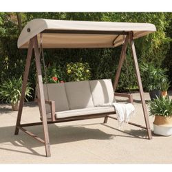 Better Homes & Gardens Willow Springs 3-Seat Steel Canopy Porch Swing with Cushions