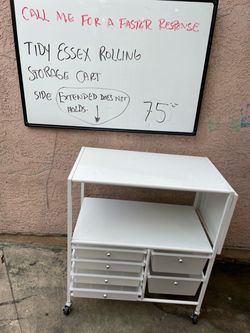 Tidy Essex Rolling Storage Cart White
