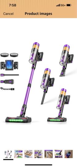Cordless Vacuum Cleaner, 650W 48KPa Vacuum Cleaners for Home, Self-Standing Stick Vacuums with LED Display, Anti-Tangle, Lightweight, Stick Vacuum Rec