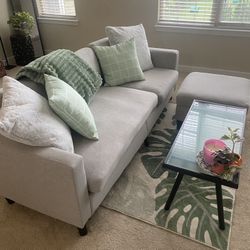 76” Sectional with Storage Ottoman