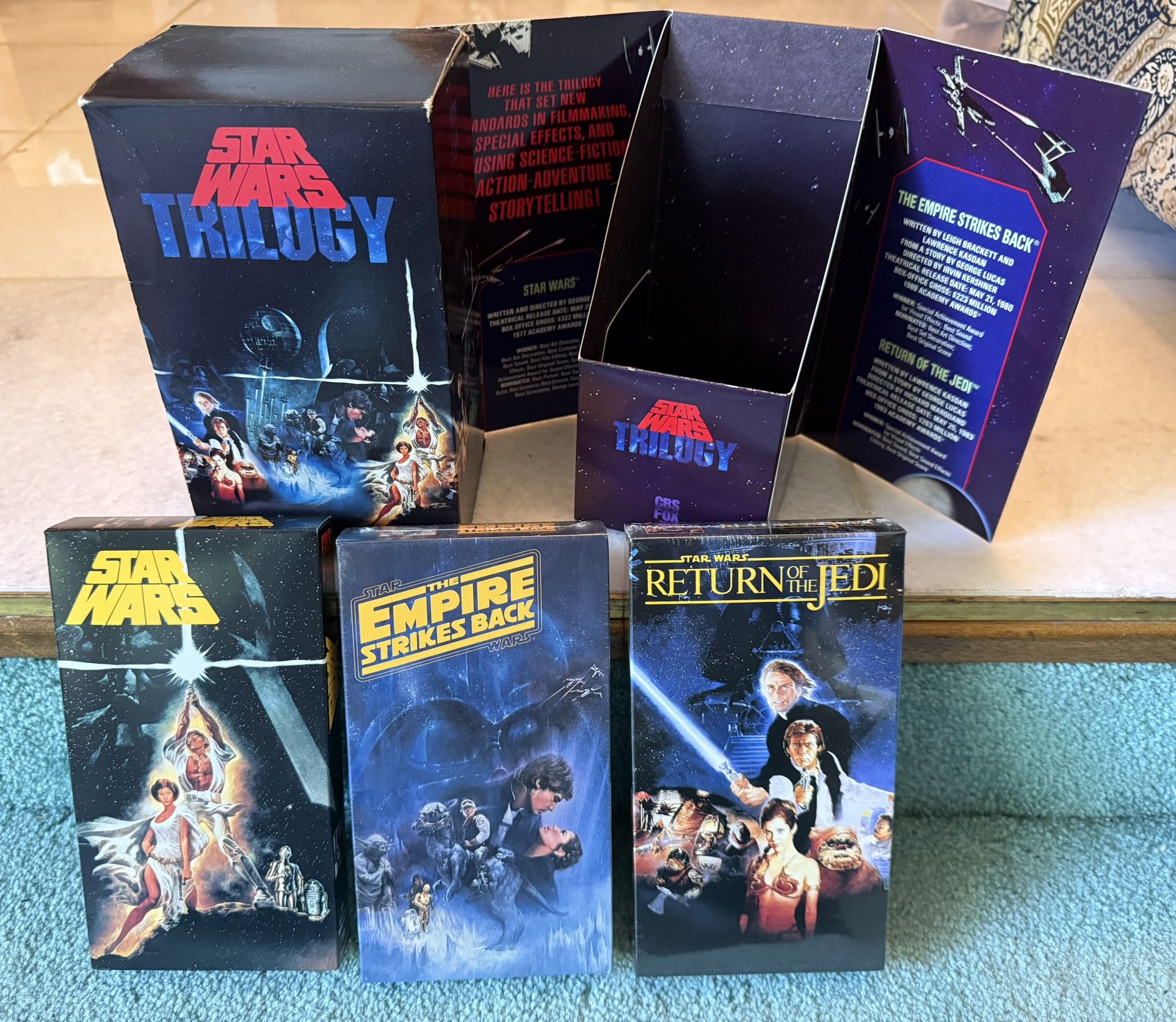 Vintage 1990 CBS Fox Home Video Star Wars Trilogy Giftpack VHS Box Set COMPLETE
