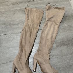 Nude Thigh High Boots 