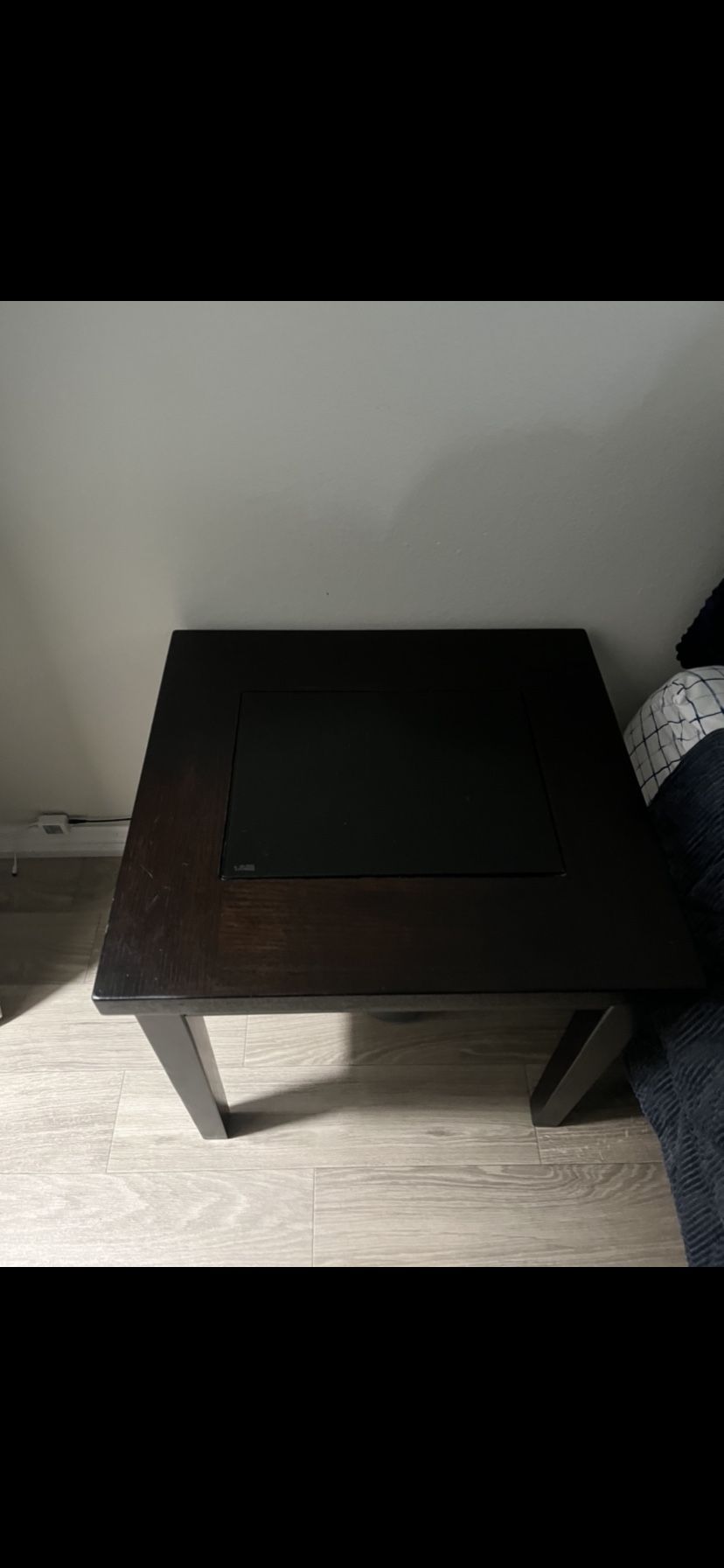 Black Glass Wooden Table