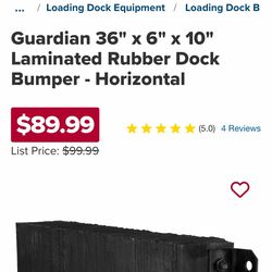 Guardian 36"' × 6" × 10" Laminated Rubber Dock Bumper - Horizontal