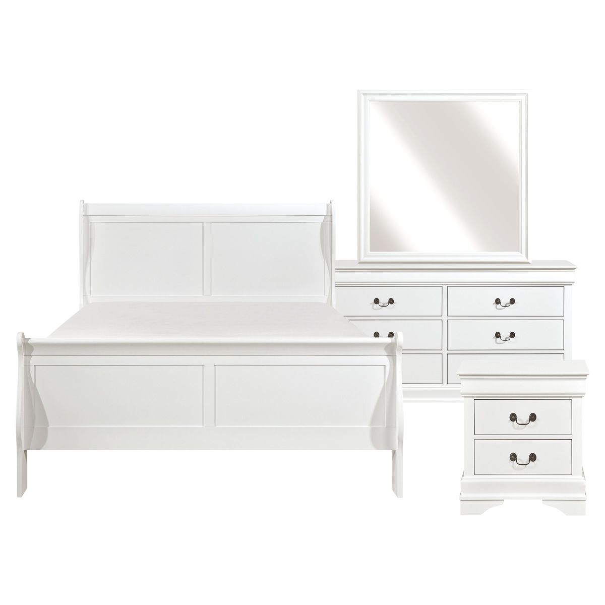 72147W 4PCS BEDROOM SET QUEEN BED DRESSER MIRROR NS