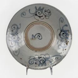 Antique Chinese Ming Dynasty Swatow Bowl Plate 10.25 Inch Blue & White Porcelain