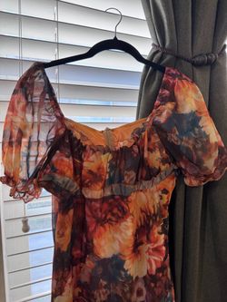 Floral Chiffon Puff Sleeve Dress