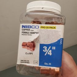 3/4 in. x 3/4 in. Wrot Copper Cup X FIP Adapter Pro Pack (25-Pack