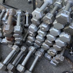 Huge Lot 5 Lb & 3 Lb Cast iron Dumbells 4 Resale 