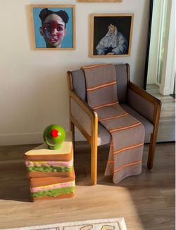 Ceramic Sandwich Table + Free Glass Olive/ Tomato Lamp