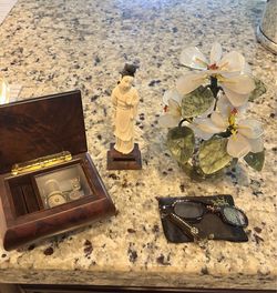 Jade Ivory music box antique opera glasses