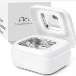 Cordless Ultrasonic Retainer Cleaner Machine, 50kHz Rechargeable Dental Cleaning Pod with Built-In Mirror for Jewelry