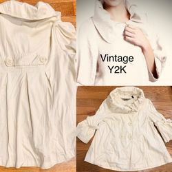 Vtg Y2K Last Kiss off White Swing light Jacket Exaggerated Retro Ruffle Collar L