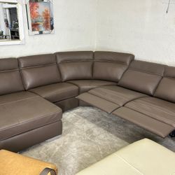 Furniture- Italian Leather 5 Pc Sectional With 2 Power Recliners- Julius