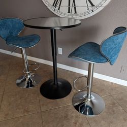 Brand New! 
Classy 💙3-Piece Adjustable Height Table & Suede Chairs