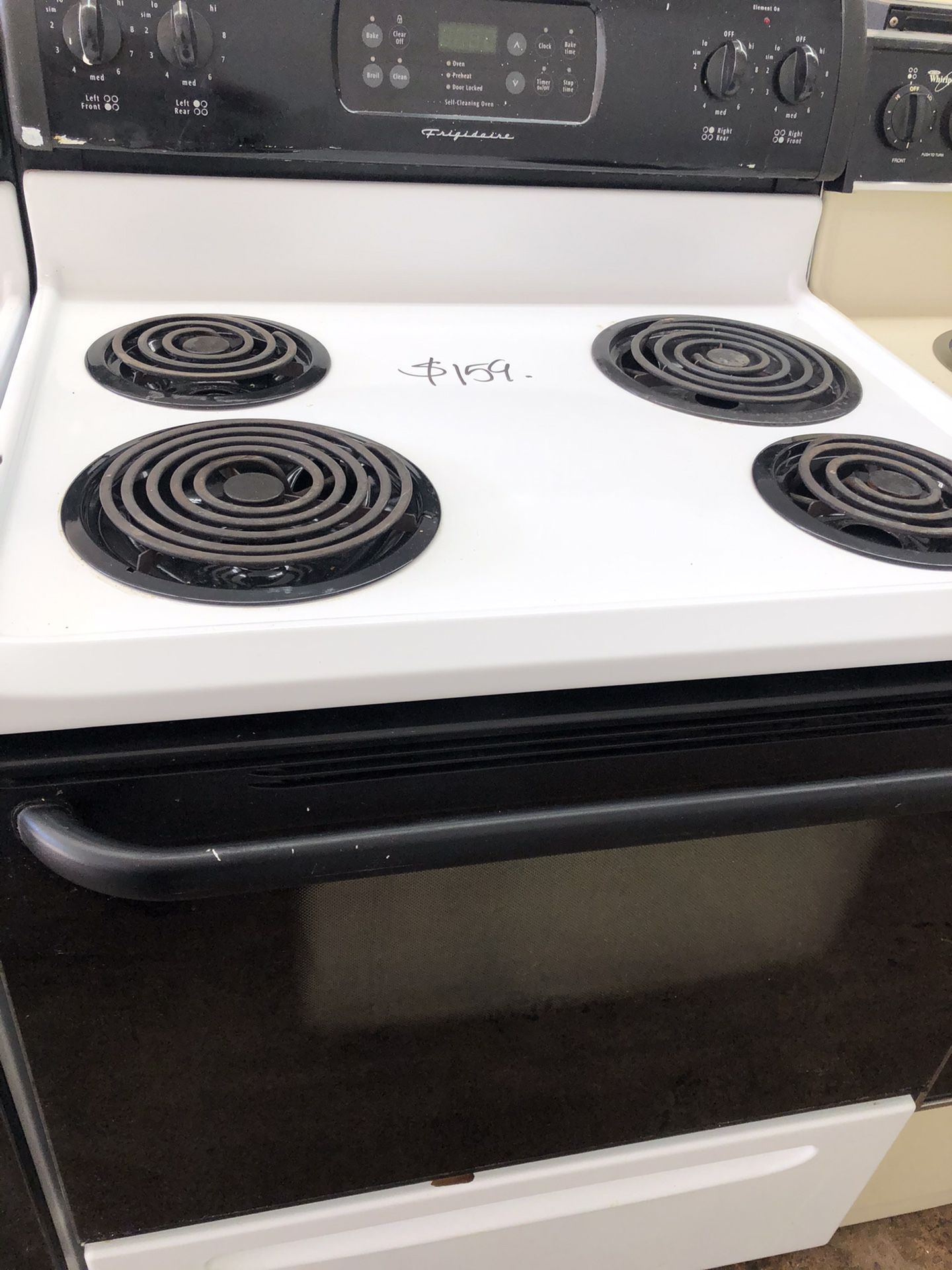 Nice Frigidaire White & Black Electric Coil Stove! 30-Day Guarantee! Delivery Available TODAY for an Additional Fee! Frigidaire Electric Stove 30