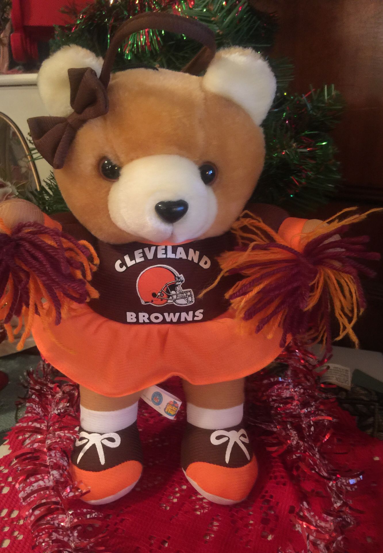 Cleveland Browns cute 12 “ Teddy Bear stuffed animal Cheerleader New non smoke great Gift “ I ship