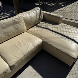 L Shape Leather Cream Couch