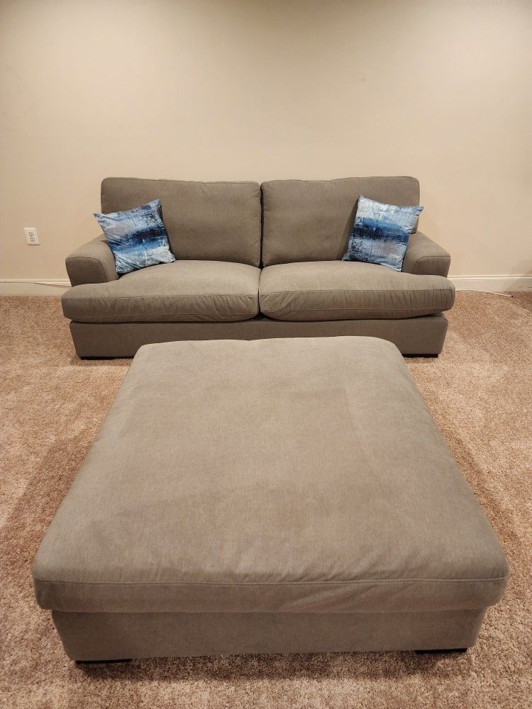 Stone & Beam Lauren Down-Filled Oversized Sofa & Ottoman, Slate - $800 (Owings Mills)