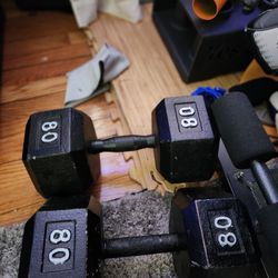 Hex 80lb Dumbells 