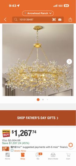 Shop YUYI Modern Chandelier 39 in. 6-Light Gold Chandelier for Dinning Room, Living Room, Foyer, Bedroom